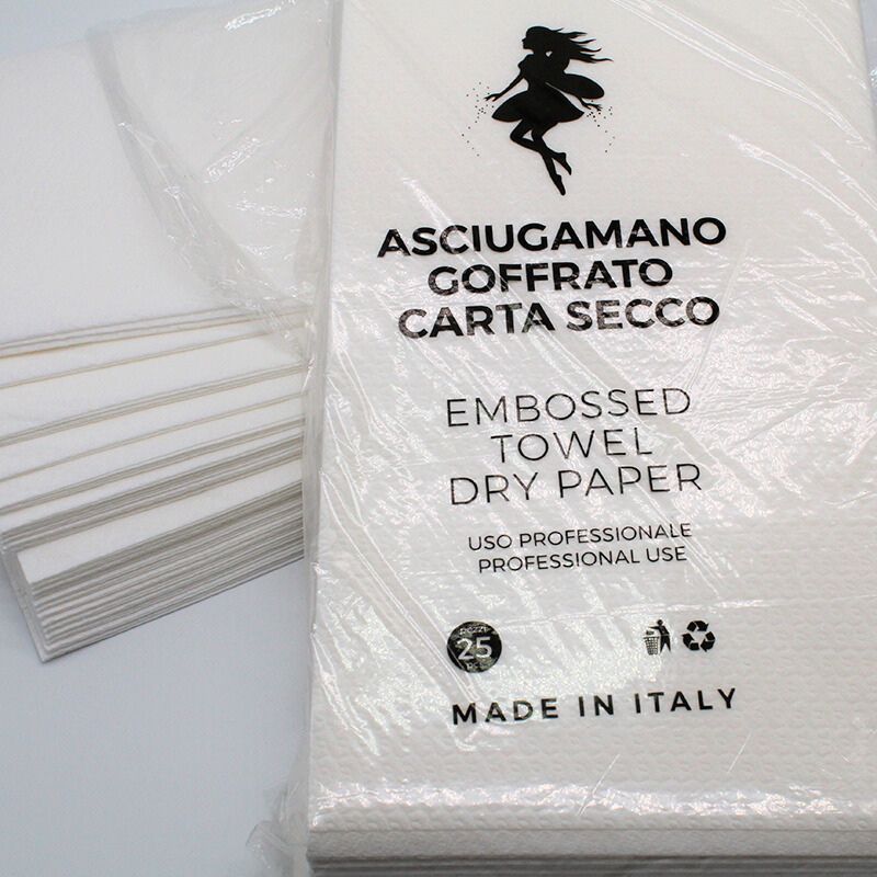 Asciugamano in carta secco goffrato doppia “S”, biodegradabile 100% pura cellulosa, atossico ed anallergico